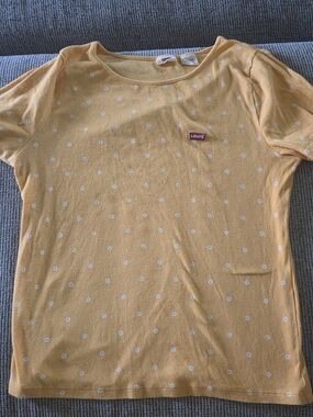 Levi's Yellow Short Sleeve Tee with White Daisy Dots